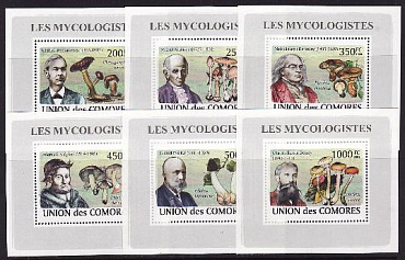 Коморы, 2009, Известные Микологи, Грибы, Бабочки, 6 люксблоков